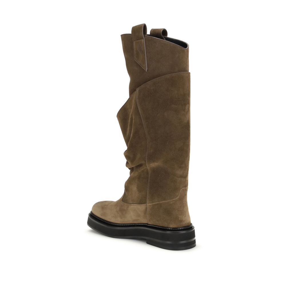 draped square toe boots side view premium design