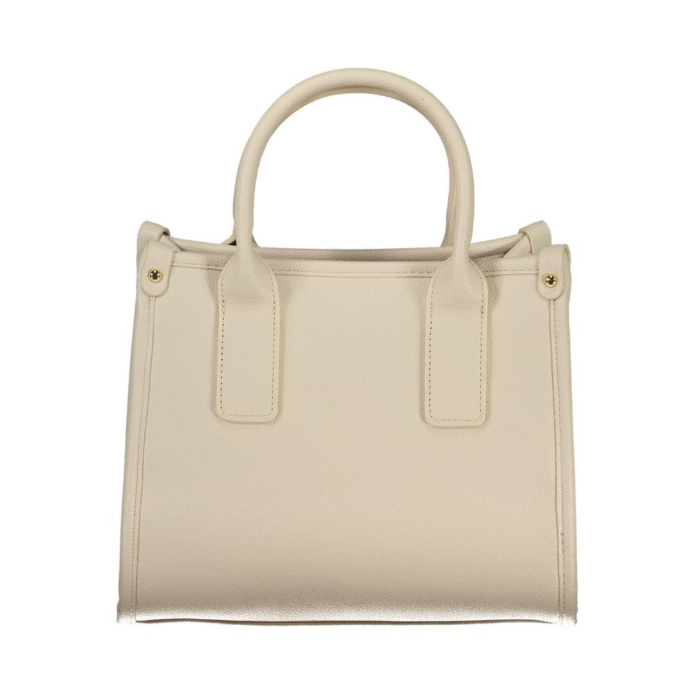 Front view of beige polyurethane women handbag by KILAUE
