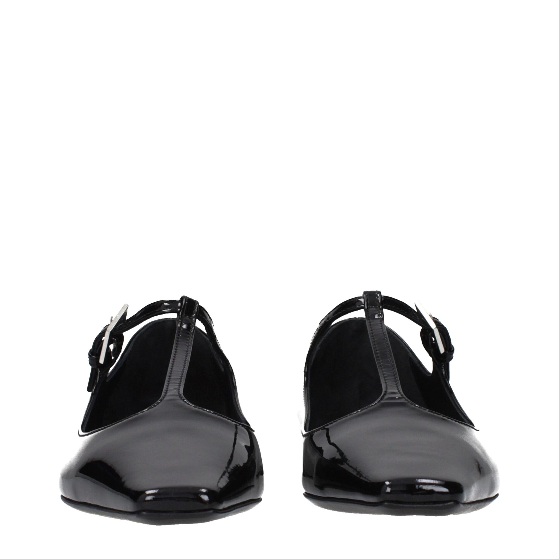 Back view of black leather ballet flats by KILAUE
