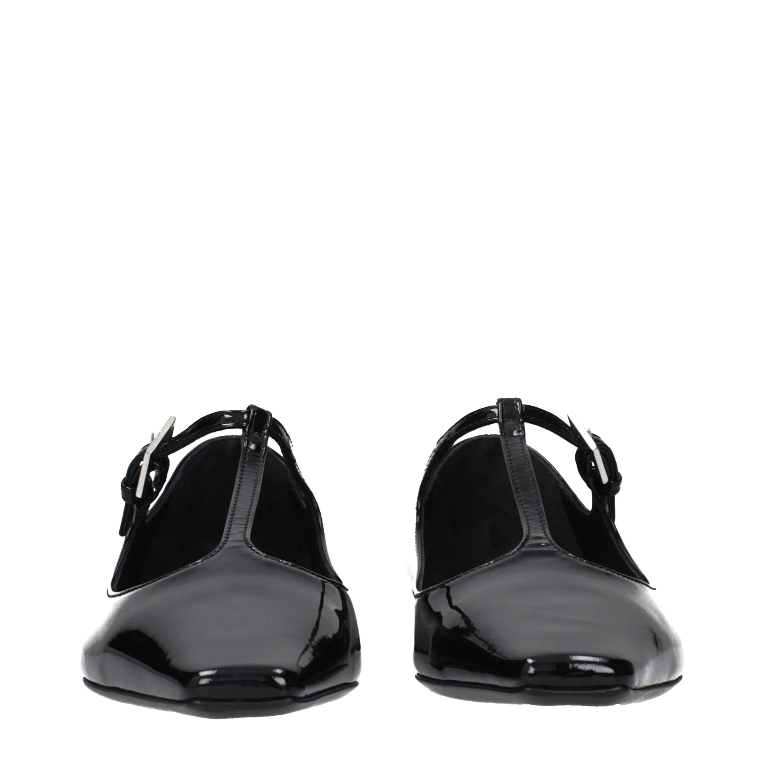 Back view of black leather ballet flats by KILAUE
