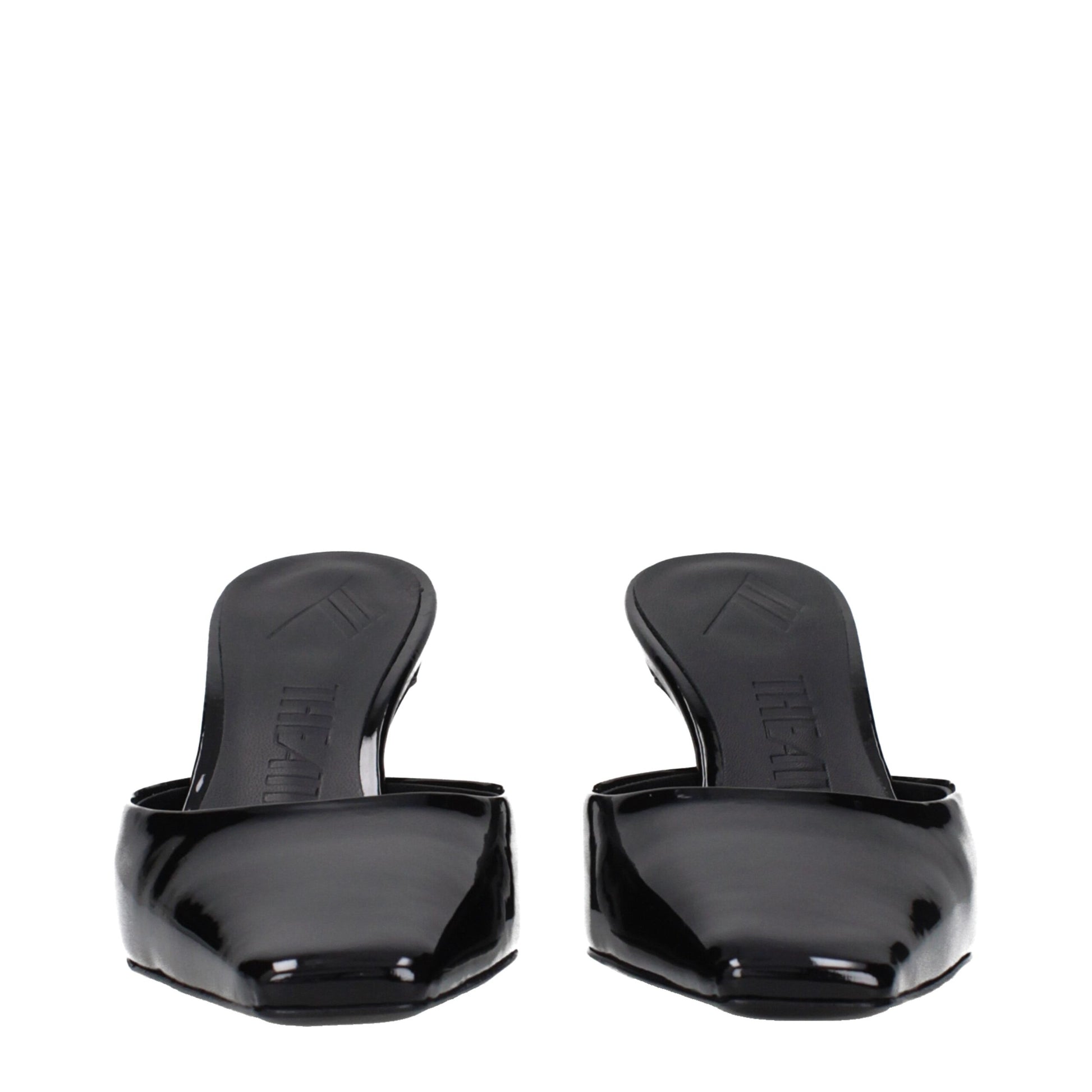 Back view of black leather flat sandals by KILAUE
