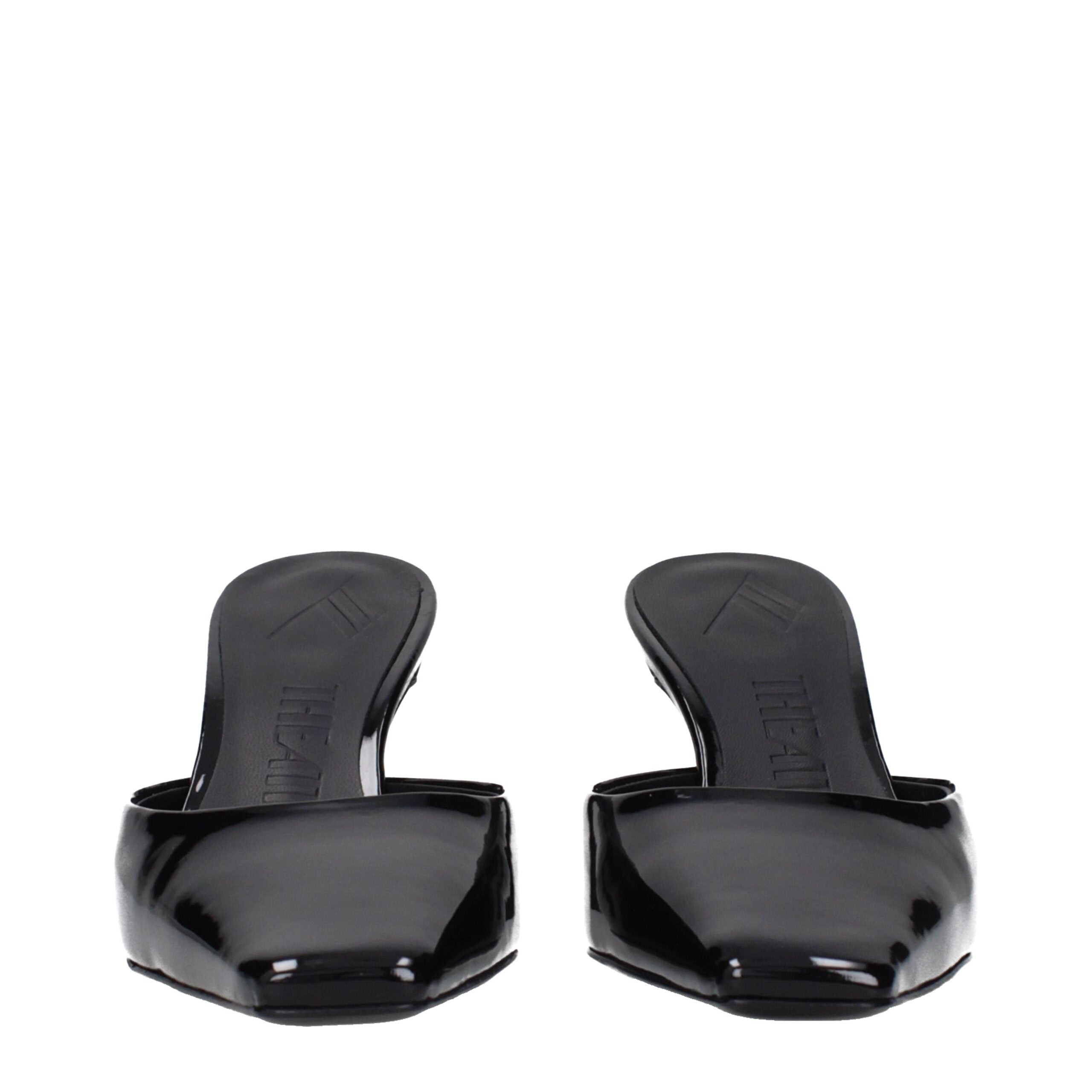 Back view of black leather flat sandals by KILAUE
