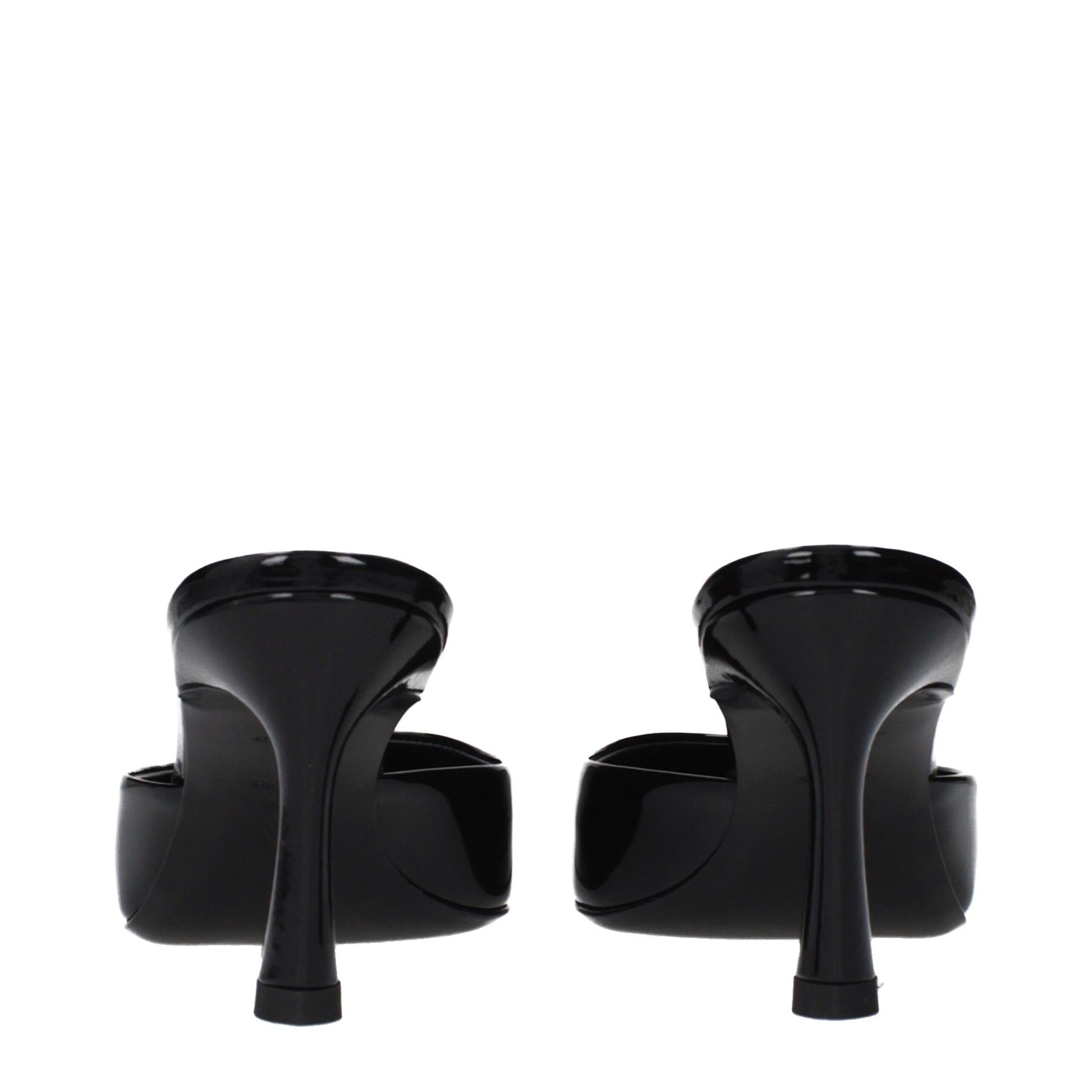 Close-up detail of black leather flat sandals by KILAUE
