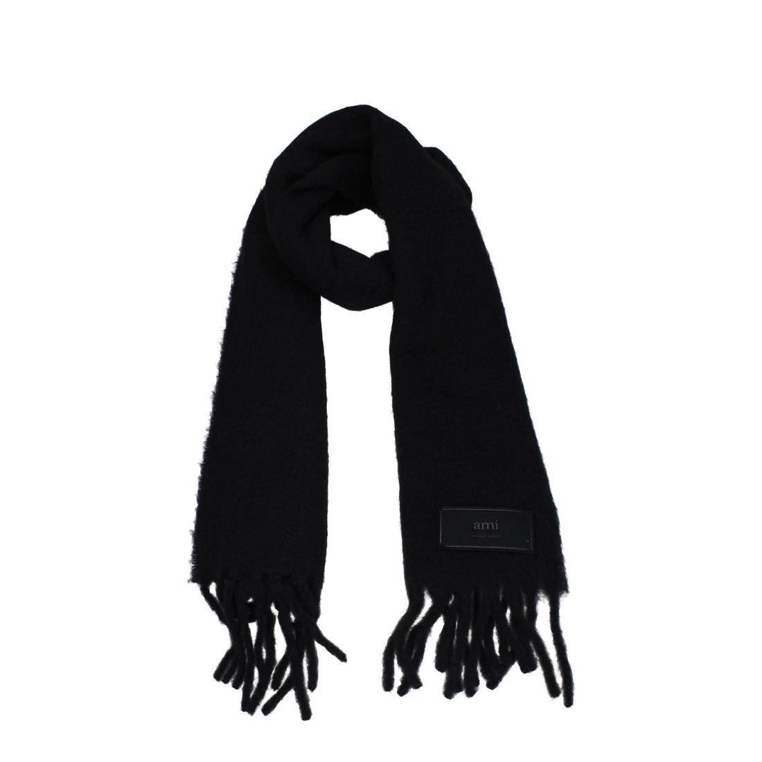 Black leather scarf front view