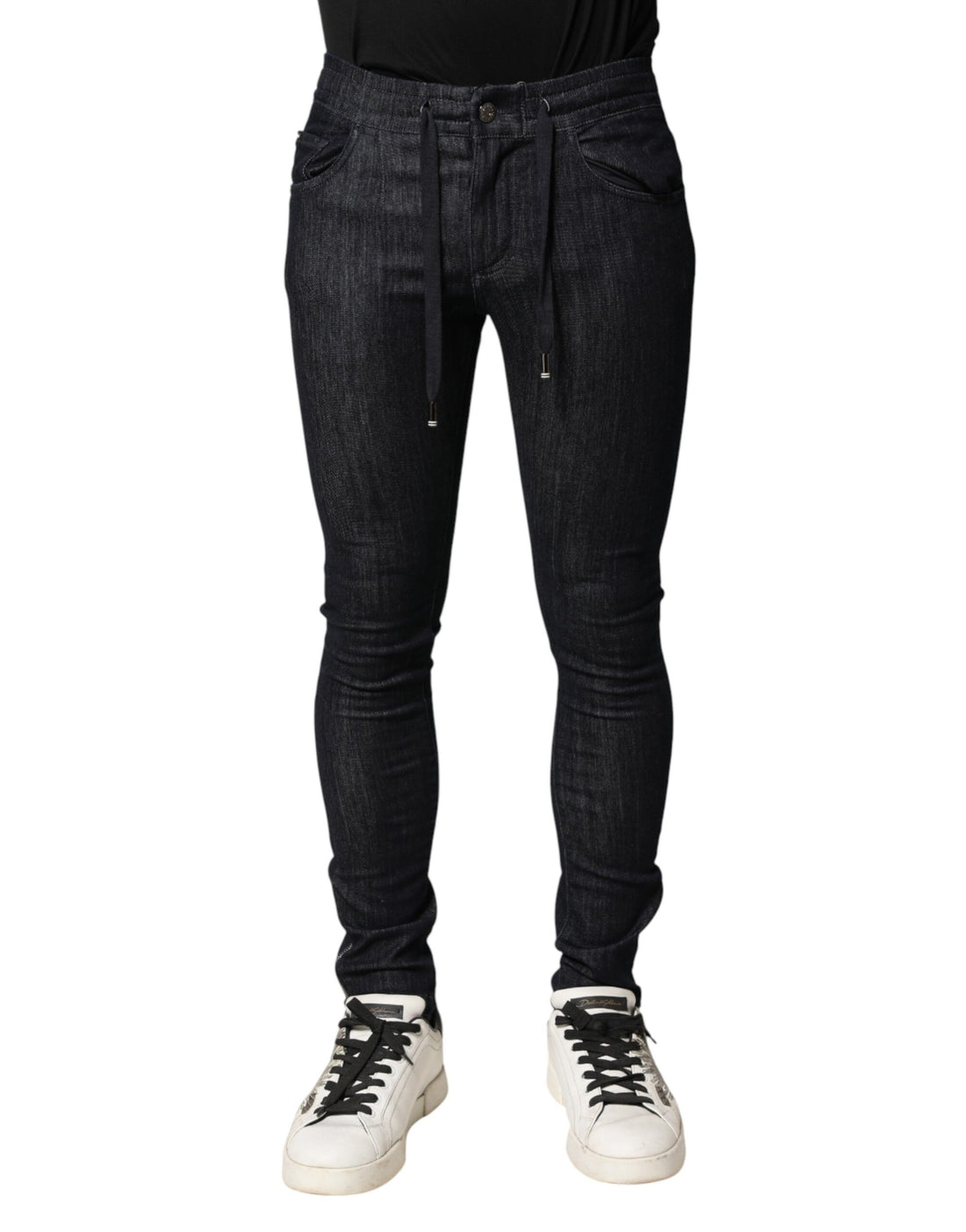 Black cotton stretch skinny denim men’s jeans