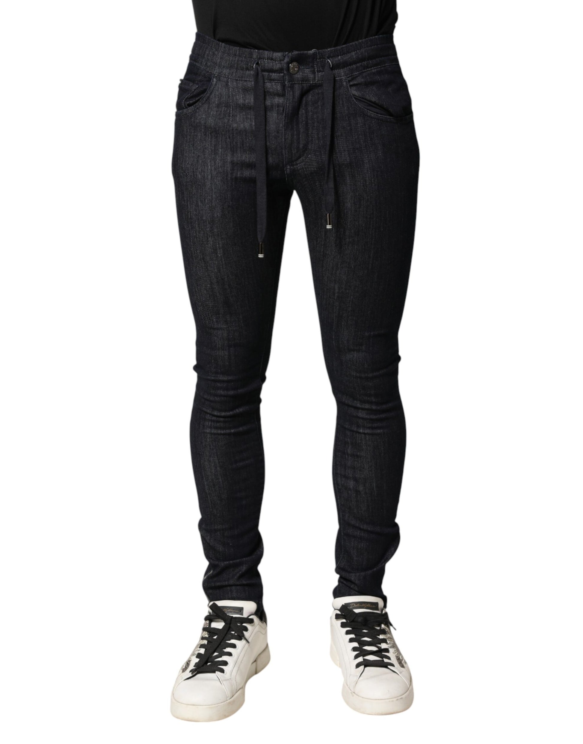 Black cotton stretch skinny denim men’s jeans