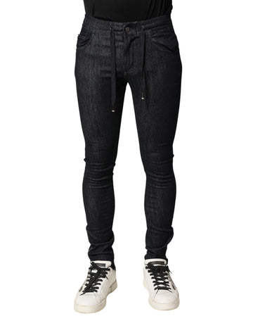 Black cotton stretch skinny denim men’s jeans