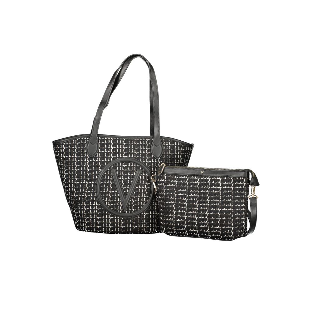 Black polyurethane women’s bucket bag