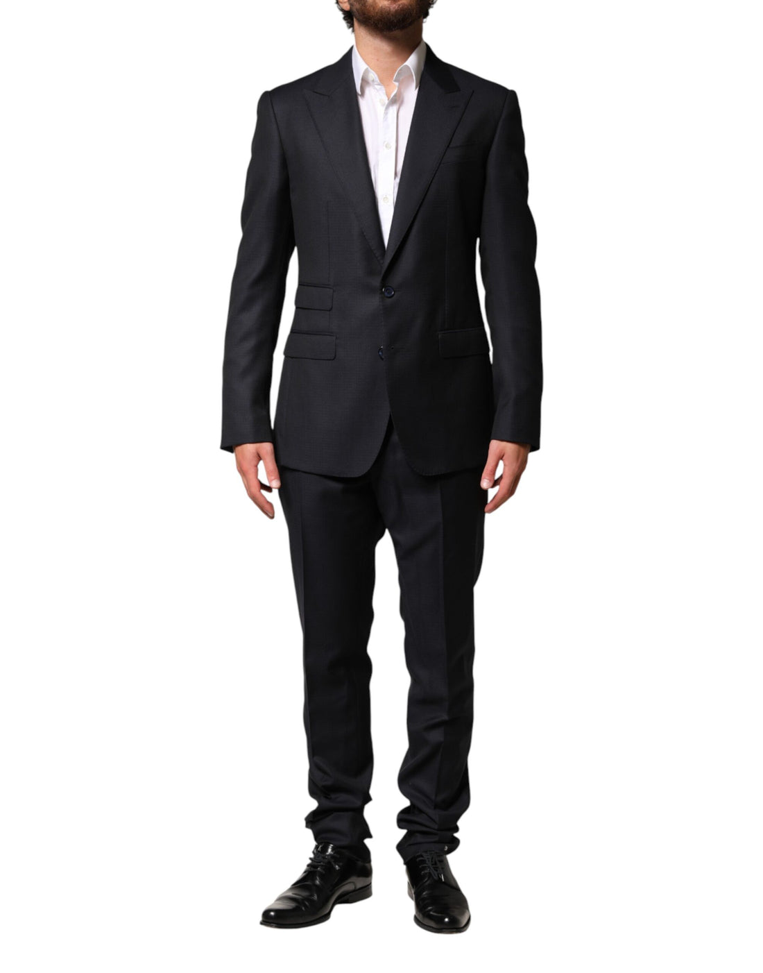 Black wool single‑breasted men’s 2‑piece suit