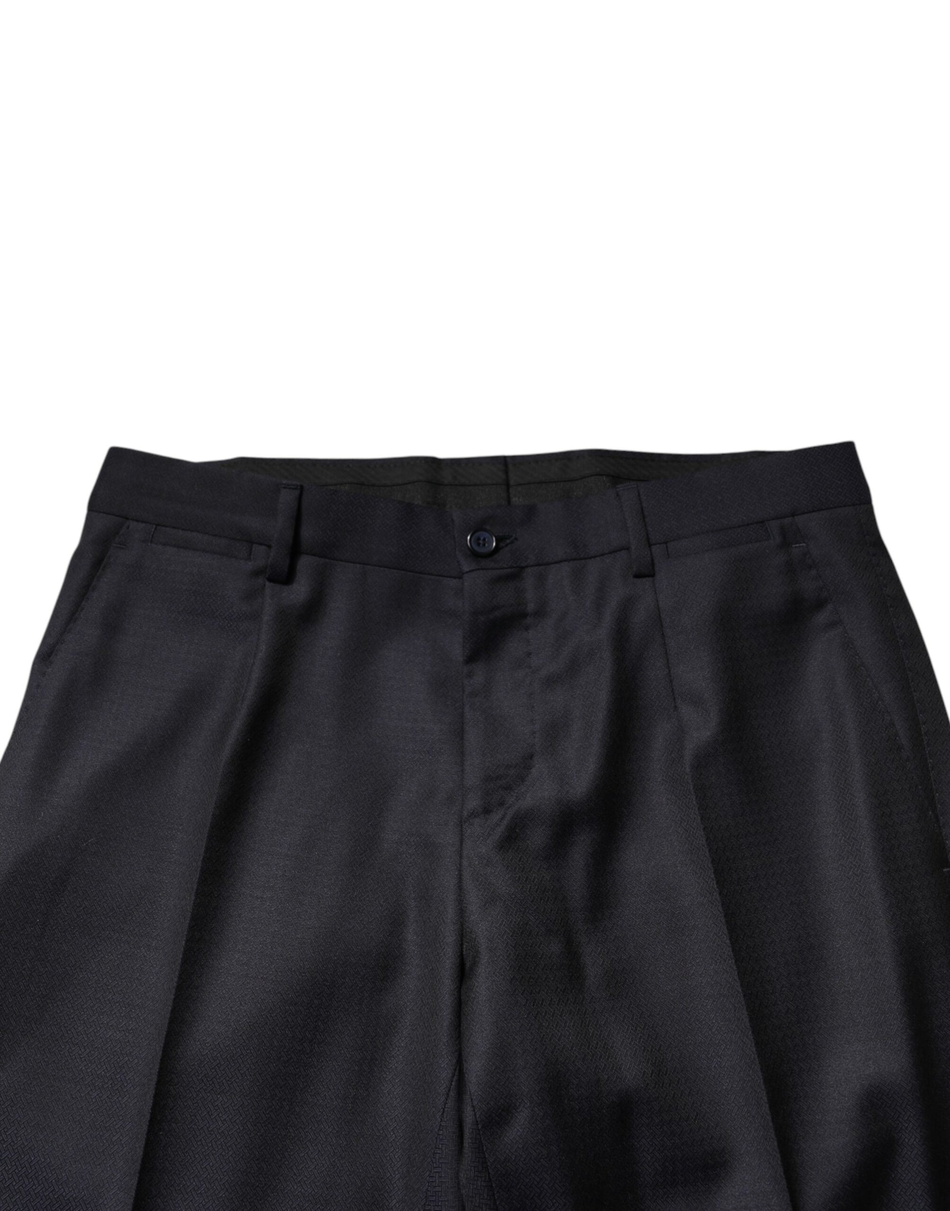 Classic men’s black formal wool suit on mannequin