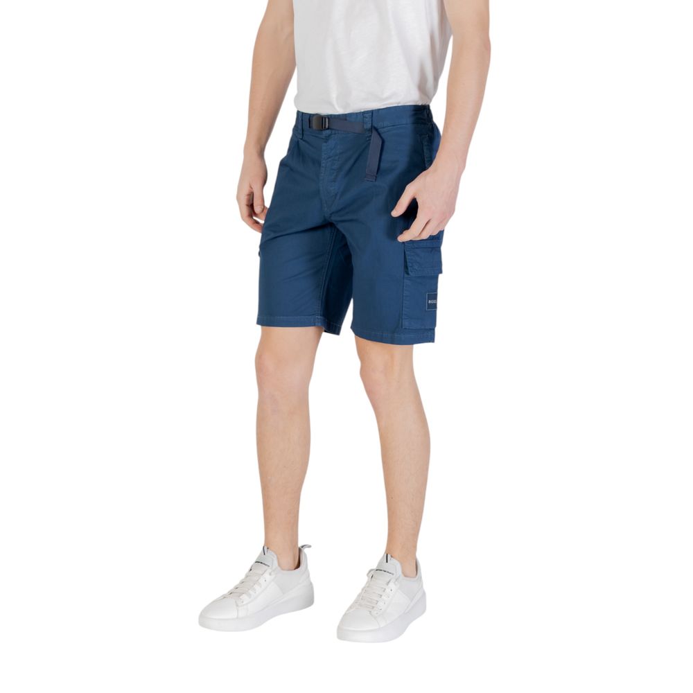 blue stretch cotton chino shorts front view