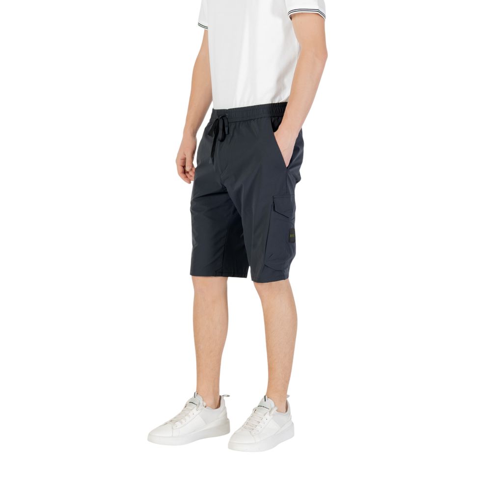blue cargo Bermuda shorts front view