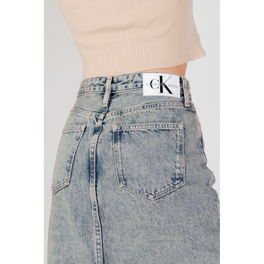 Calvin Klein women’s azzurro denim maxi skirt pocket detail