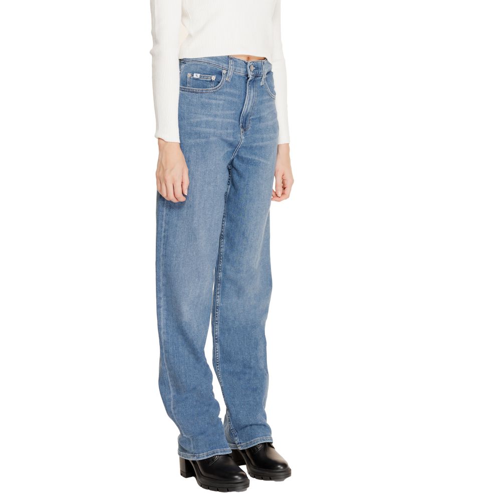 Calvin Klein women’s azzurro wide leg denim jeans detail