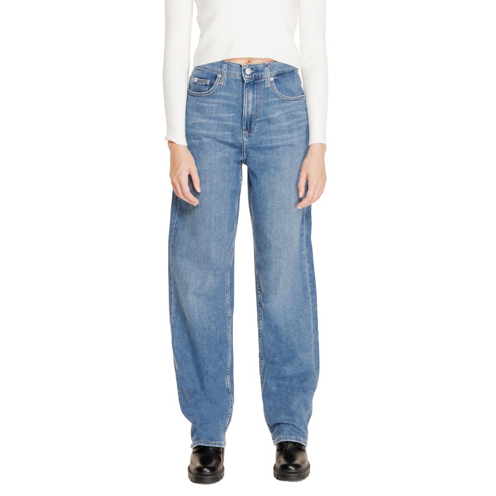 Calvin Klein women’s azzurro wide leg jeans front view