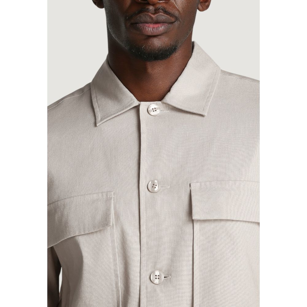Calvin Klein beige lyocell linen shirt jacket