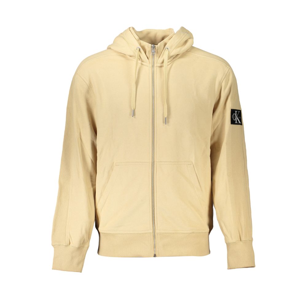 Calvin Klein men’s beige regenerative cotton hoodie front view