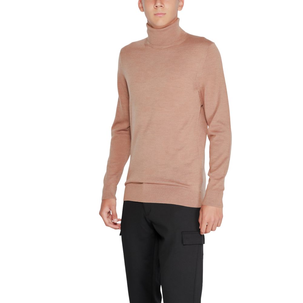 Calvin Klein men’s beige wool turtleneck sweater back view