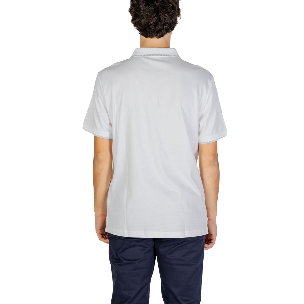 Calvin Klein men’s bianco cotton open polo shirt front view