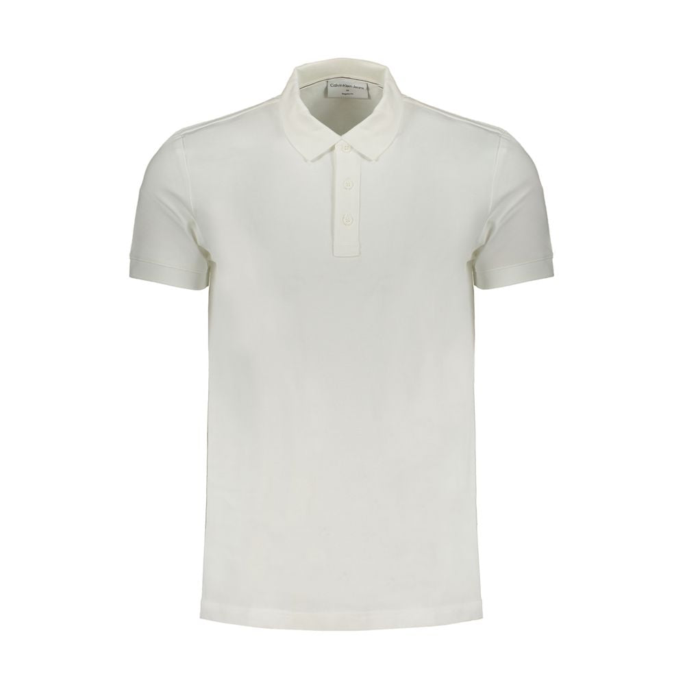 Calvin Klein men’s bianco stretch cotton polo shirt front view