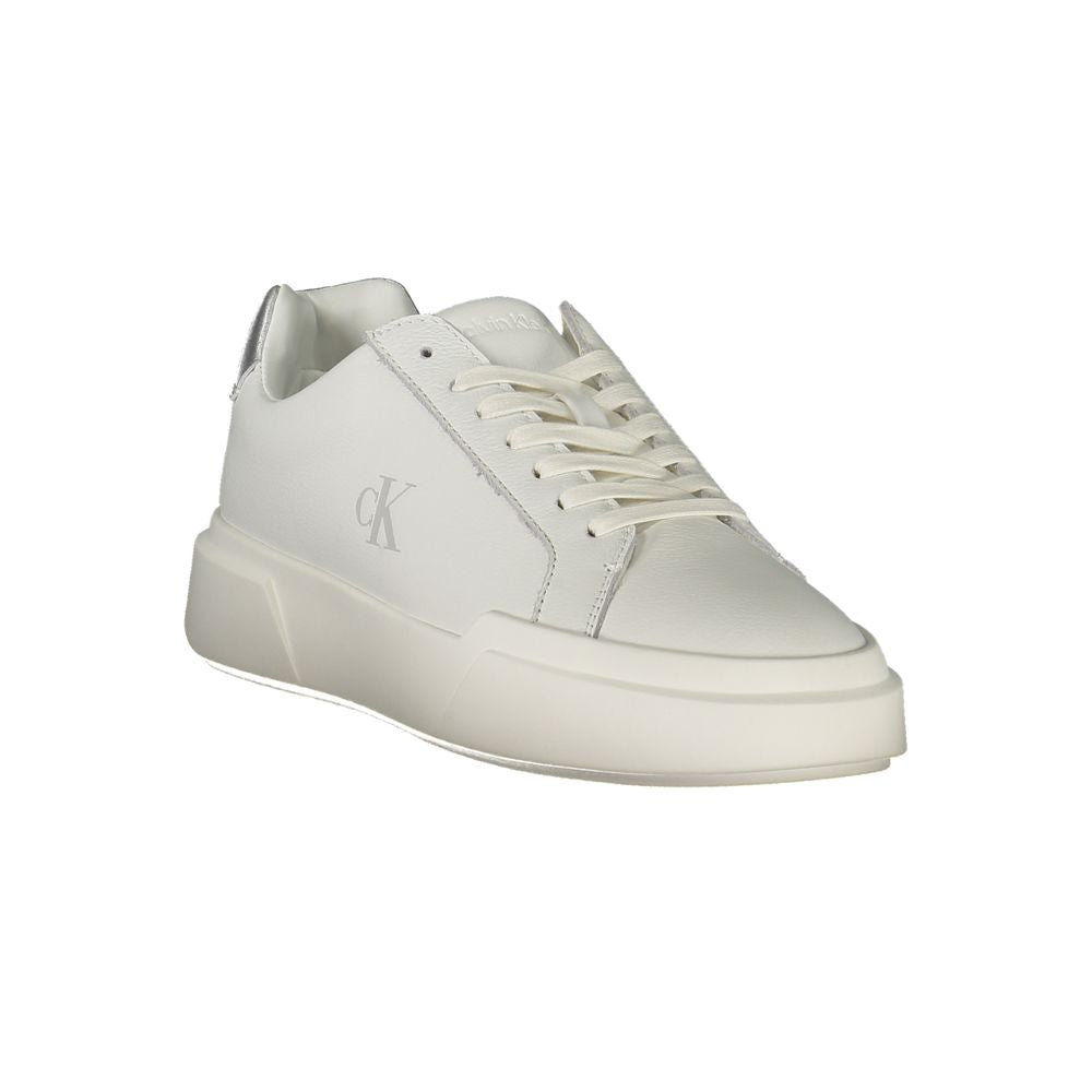 Calvin Klein white designer sneakers side view 