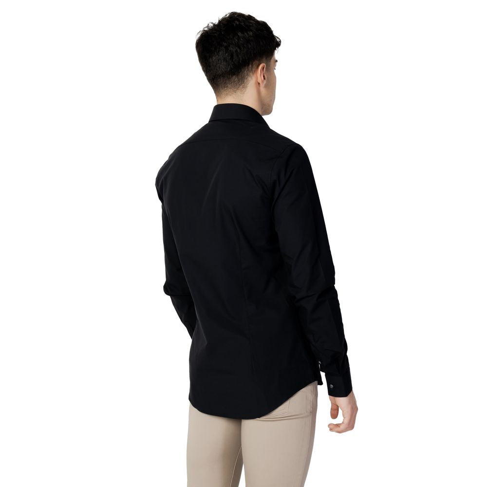 Calvin Klein men’s black cotton dress shirt front view