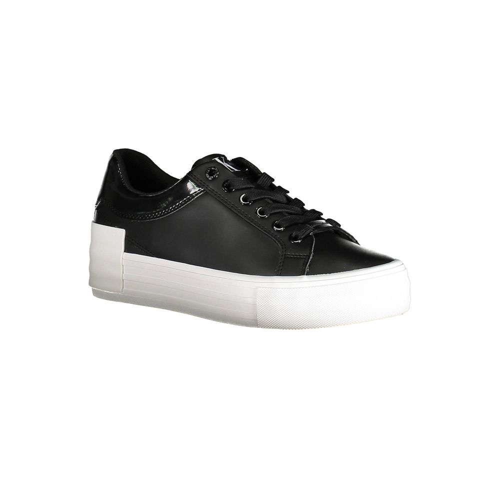 Calvin Klein black leather sneakers women back view