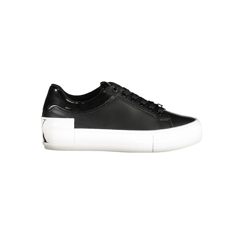 Calvin Klein black leather sneakers women front view