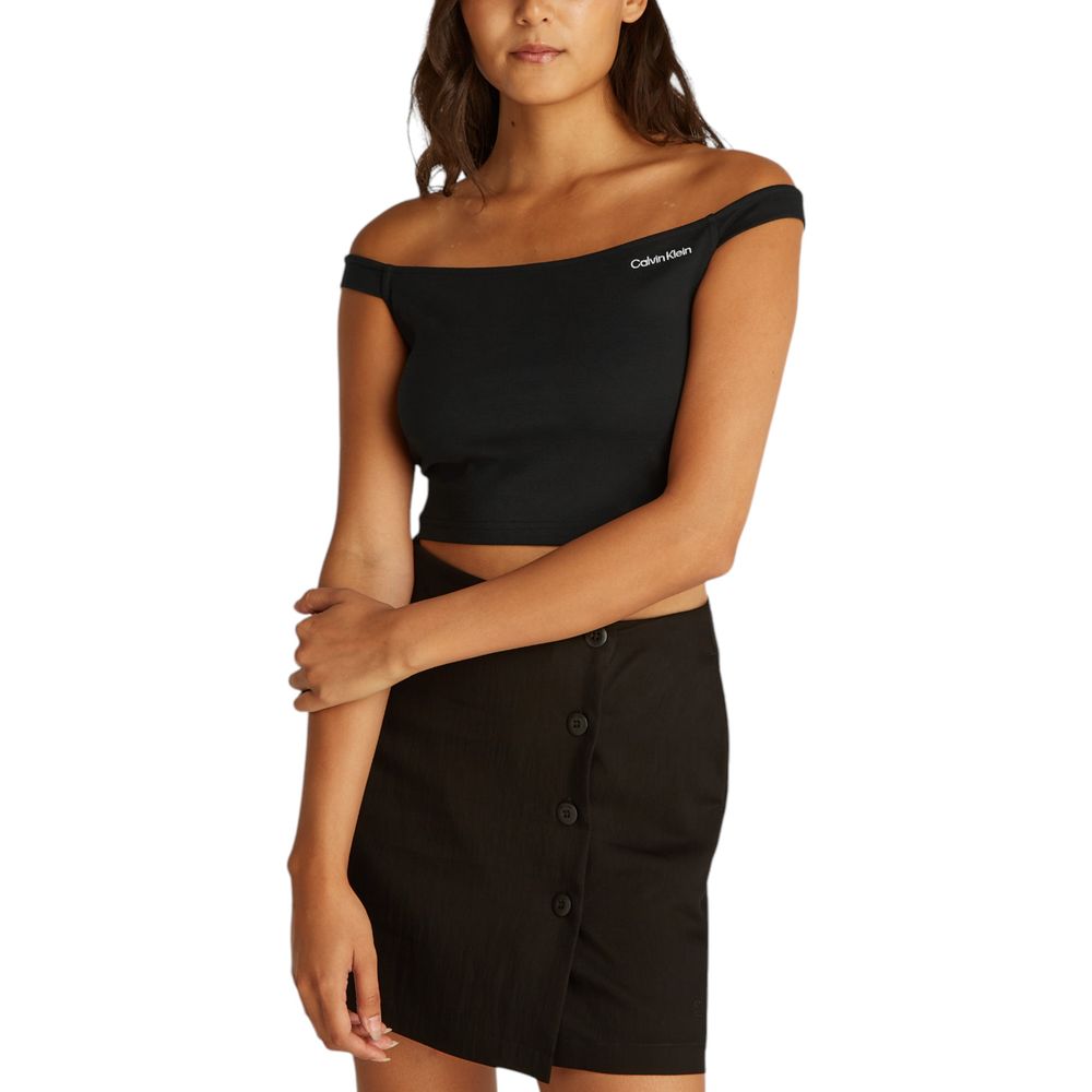 Calvin Klein black logo Bardot Milano top detail 