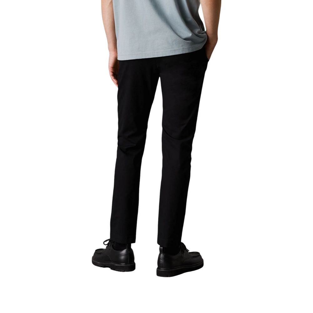 Calvin Klein black stretch cotton chinos men back view