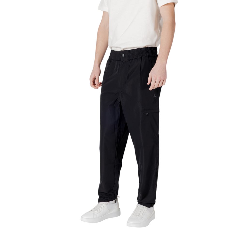 Calvin Klein black technical track pants men back view