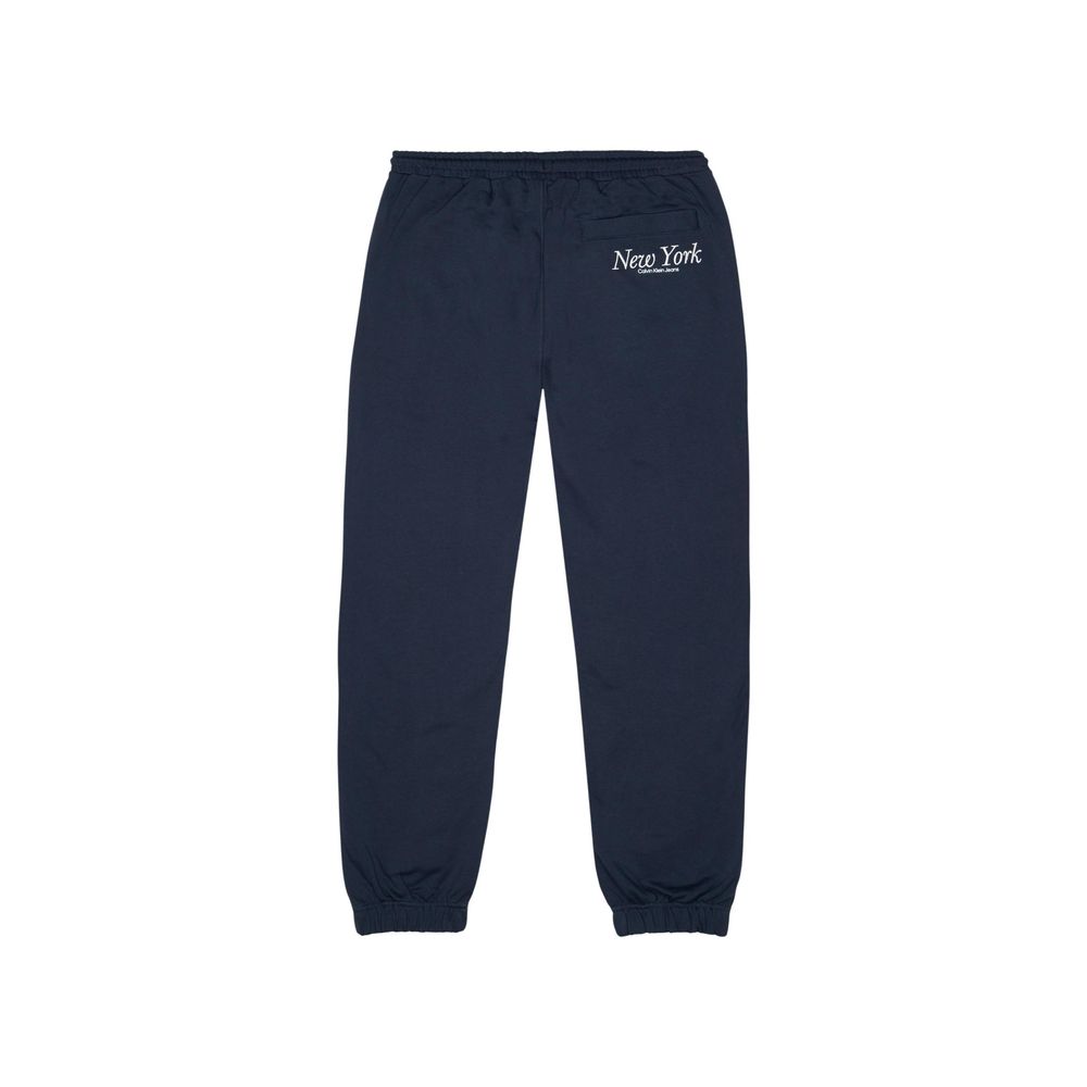 Calvin Klein blue New York script joggers men logo detail