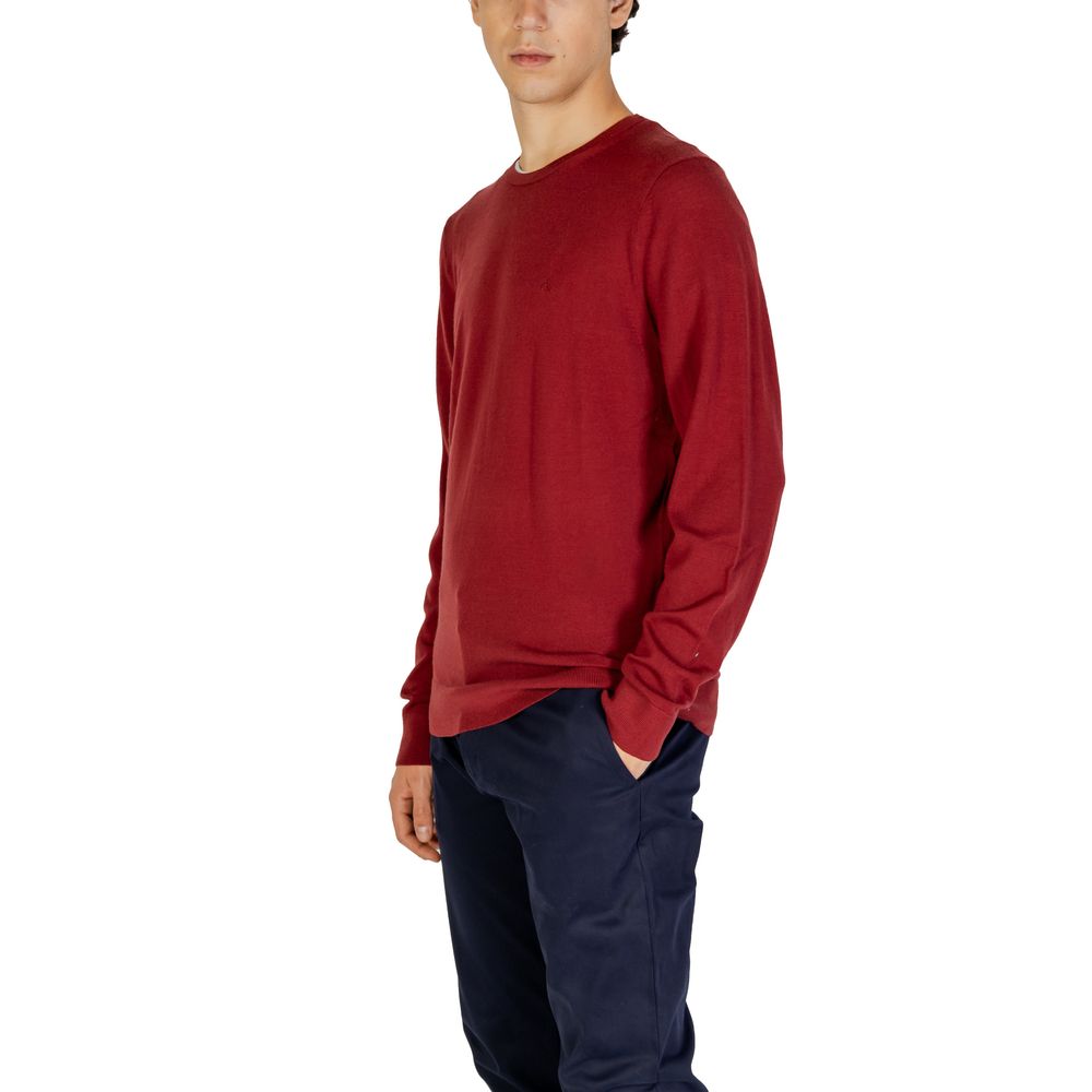 Calvin Klein men’s bordeaux merino wool crewneck sweater back view