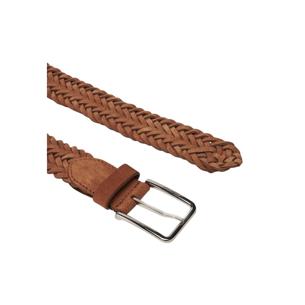 Calvin Klein brown braided suede belt detail