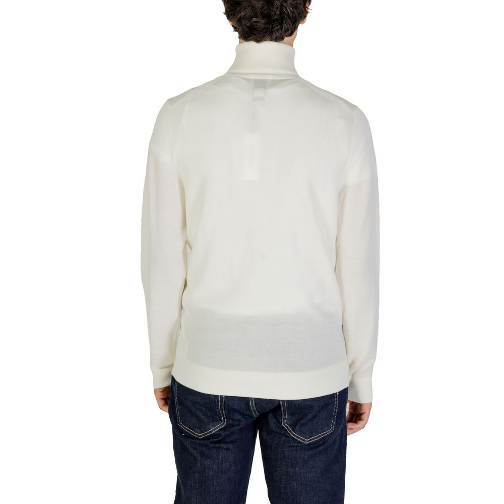 Calvin Klein men’s cream wool turtleneck sweater back view
