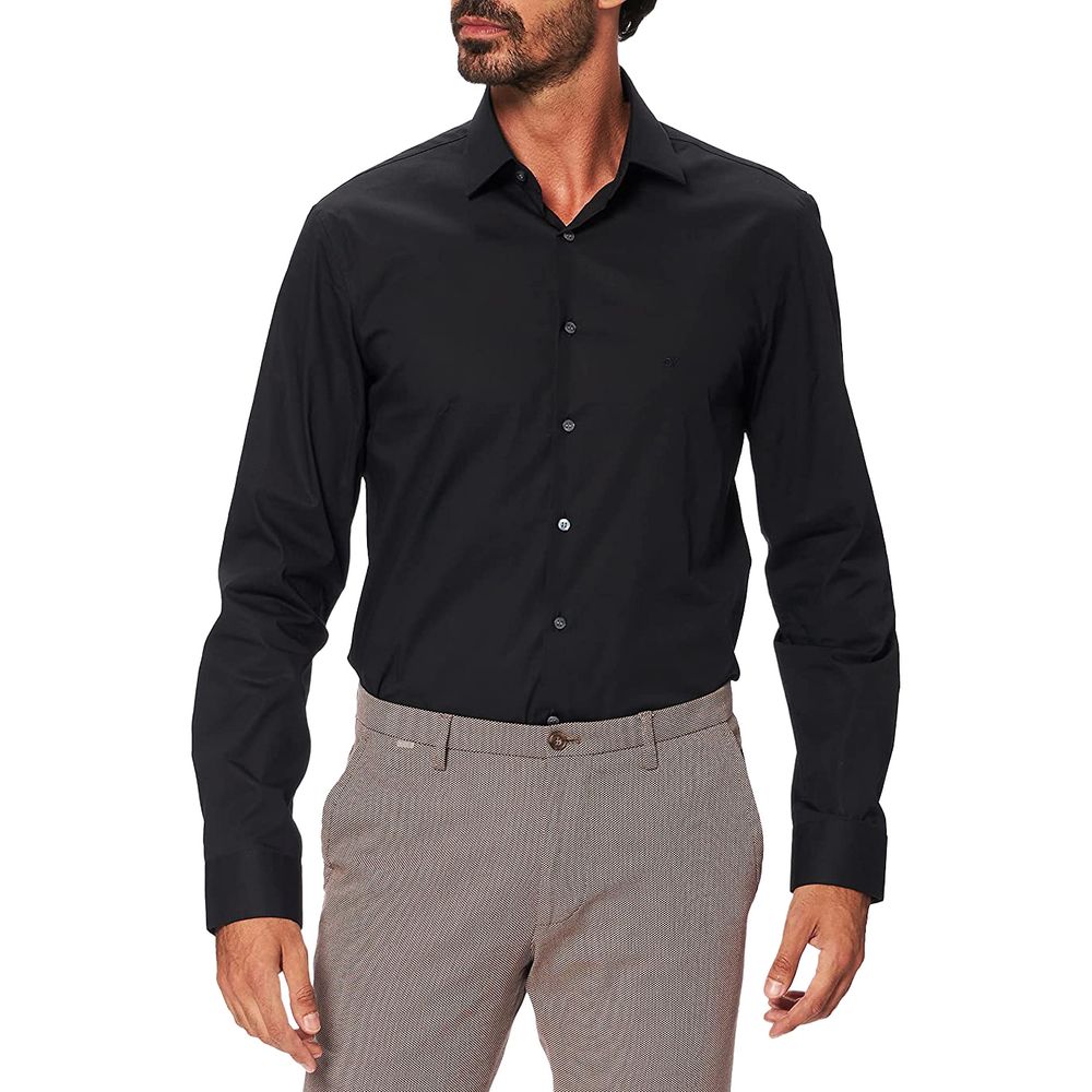 Calvin Klein men’s nero stretch poplin dress shirt front view
