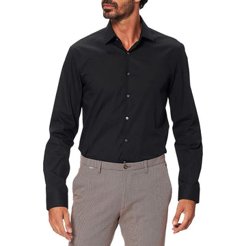 Calvin Klein men’s nero stretch poplin dress shirt front view