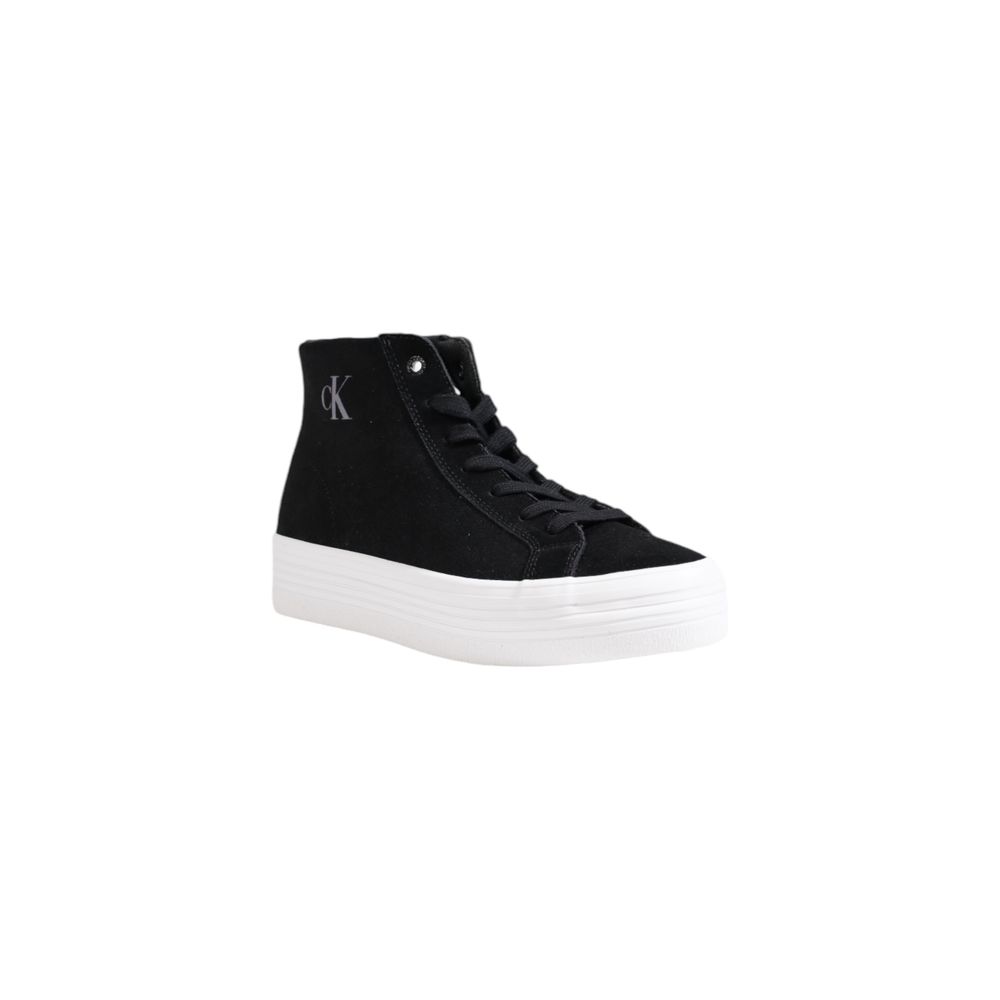 Calvin Klein women’s nero suede flatform sneakers side view