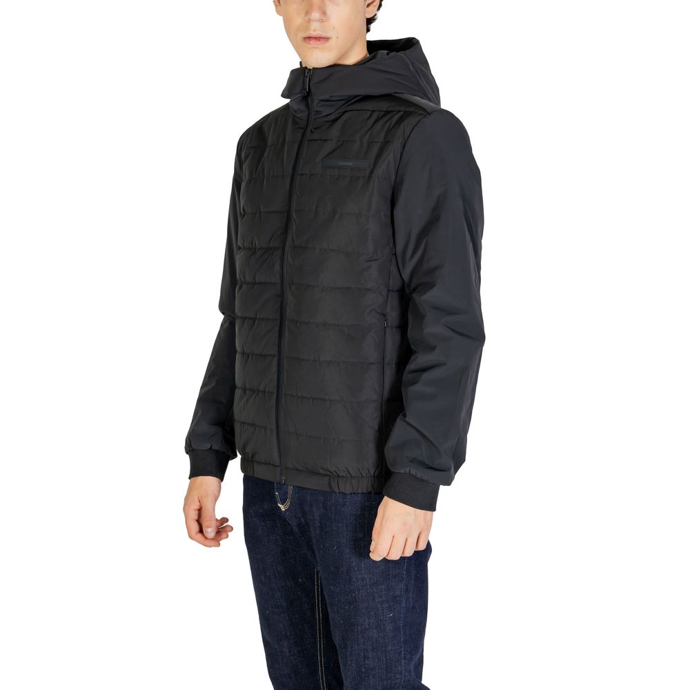 Calvin Klein men’s nero technical mix media jacket back view
