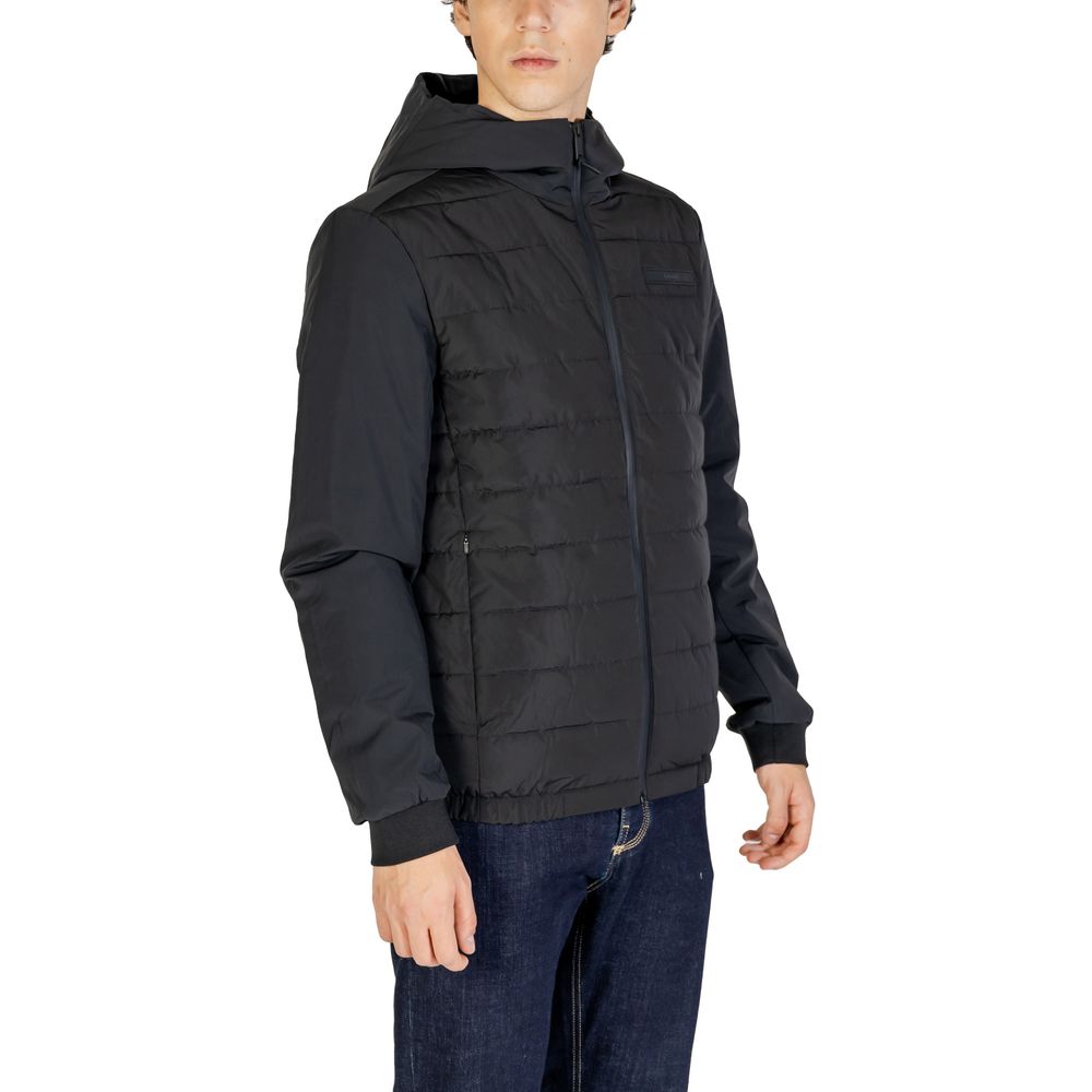 Calvin Klein men’s nero technical mix media jacket zipper detail