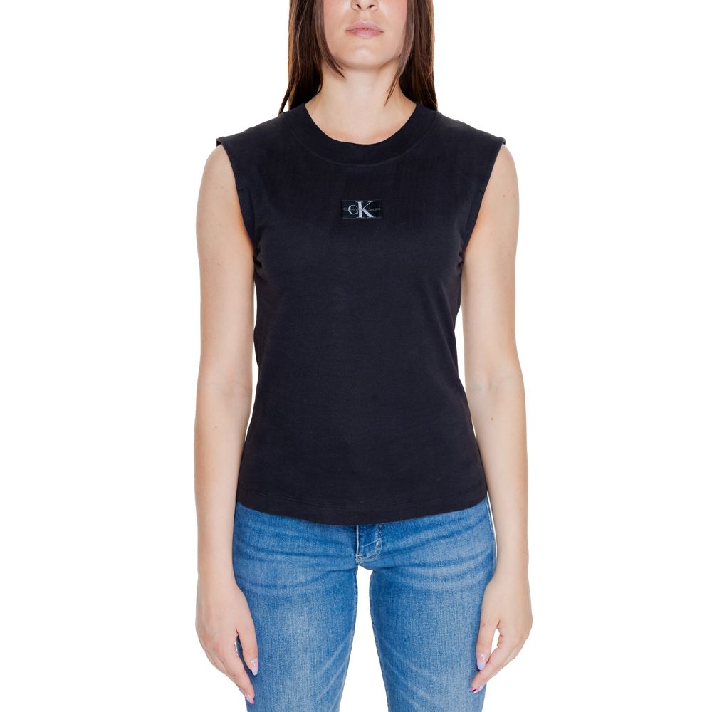 Calvin Klein women’s nero woven label loose t shirt front view