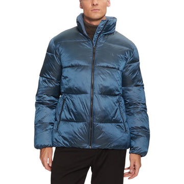 Calvin Klein two tone blue puffer jacket men front view
