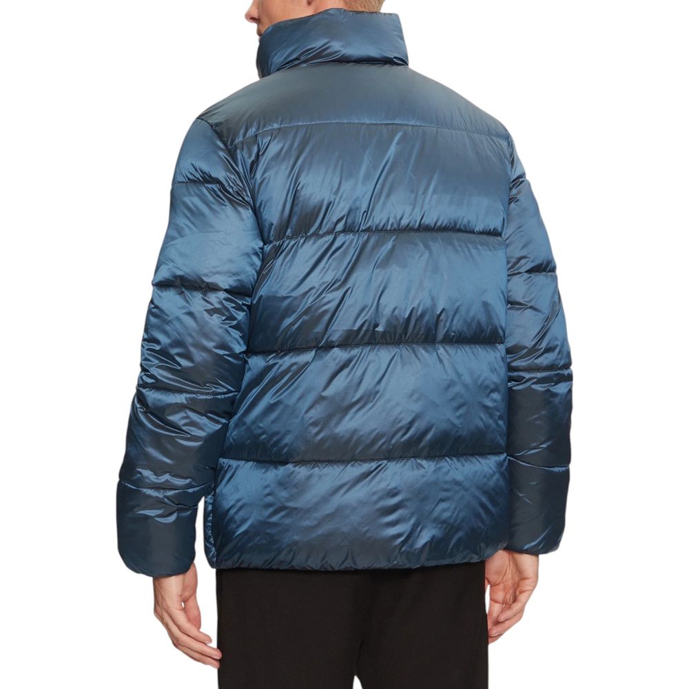 Calvin Klein two tone blue puffer jacket men front view