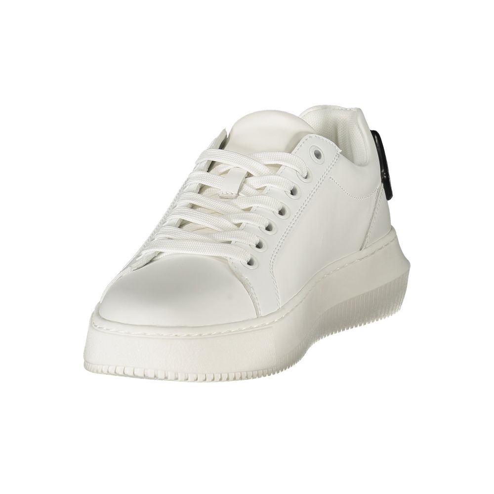 Calvin Klein women’s white classic leather sneakers back view