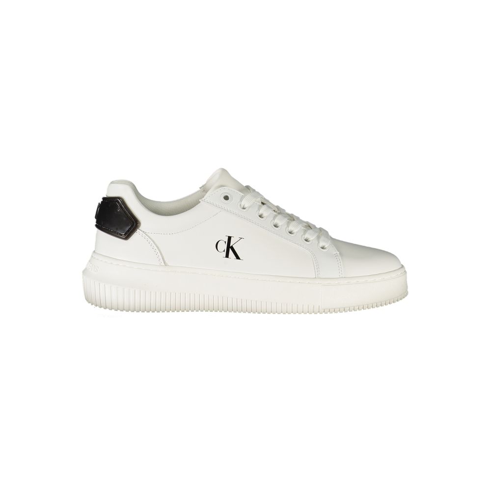 Calvin Klein women’s white classic leather sneakers front view