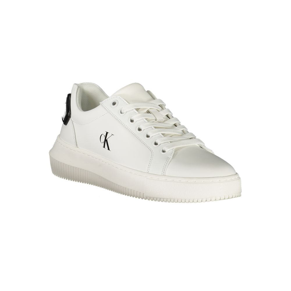 Calvin Klein women’s white classic leather sneakers front view