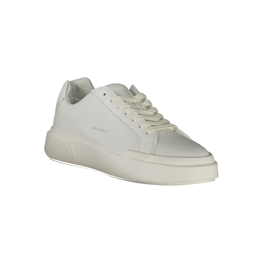 Calvin Klein white platform sneakers side view  