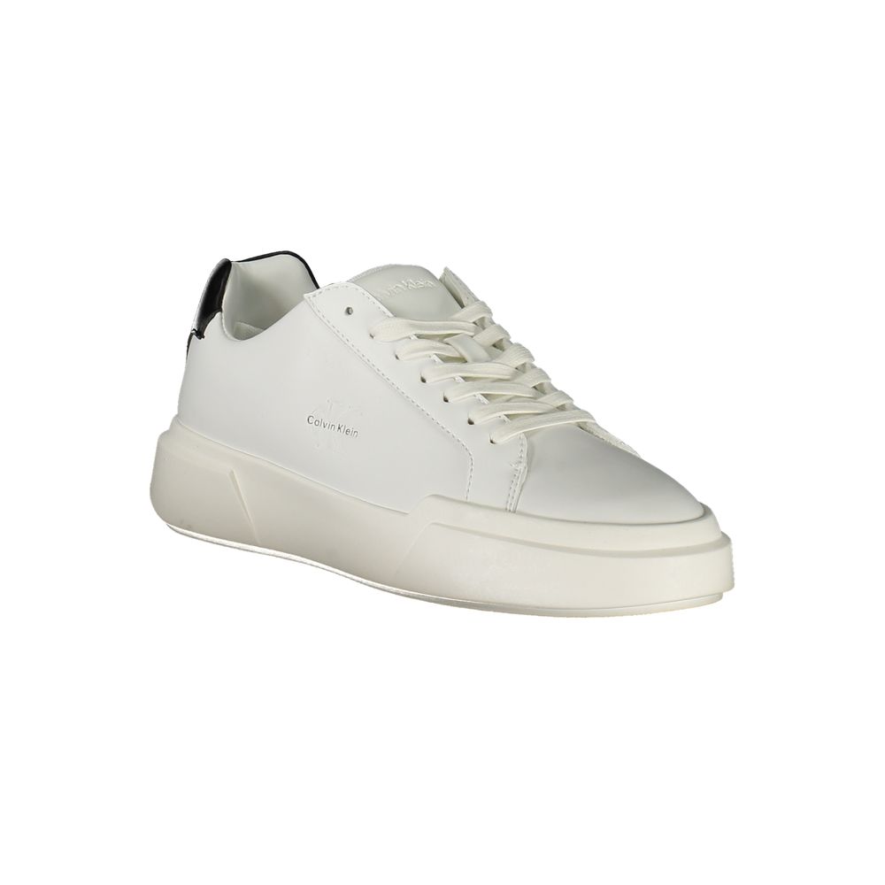 Calvin Klein white premium leather sneakers side view 