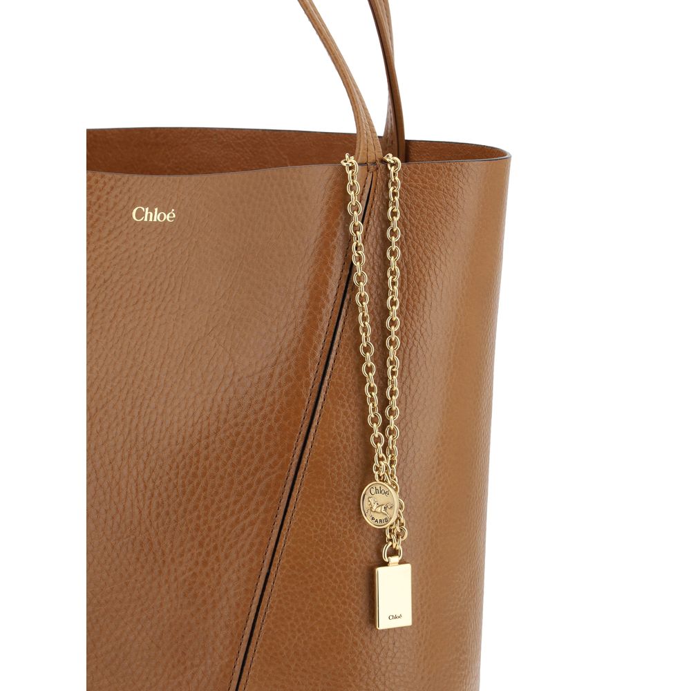 Detail of Chlo brown Spin calf leather hobo shoulder bag