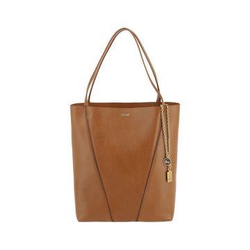 Front view of Chlo brown Spin calf leather hobo shoulder bag